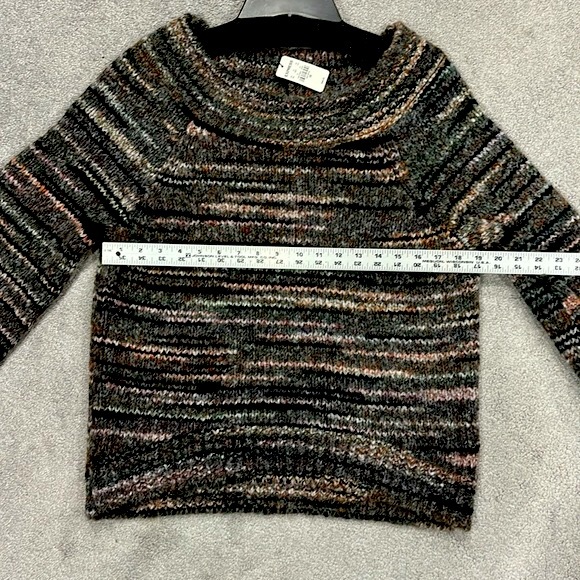 Express Oversized Heather Gray Black Boat Neck Wool Blend Knit Pullover Sweater - Picture 7 of 9